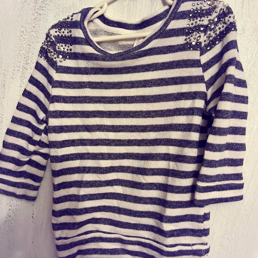Blue and White Striped Girls Shirt Size 7/8